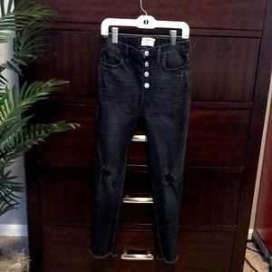 abercrombie kids Black Distressed Button-Fly Jeans